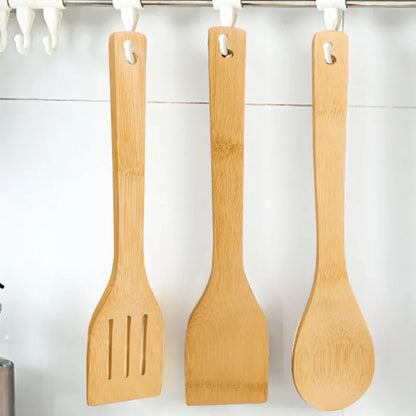 Bamboo Cookware Set - 3 Piece Eco Friendly Kitchen Tools With Non Stick Frying Pan - ZOOMNSTORE