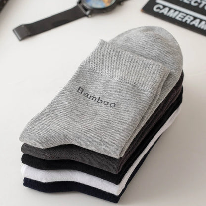 Bamboo Fiber Socks Men Casual Business - Anti Bacterial Breathable Knit Ankle Socks - ZOOMNSTORE