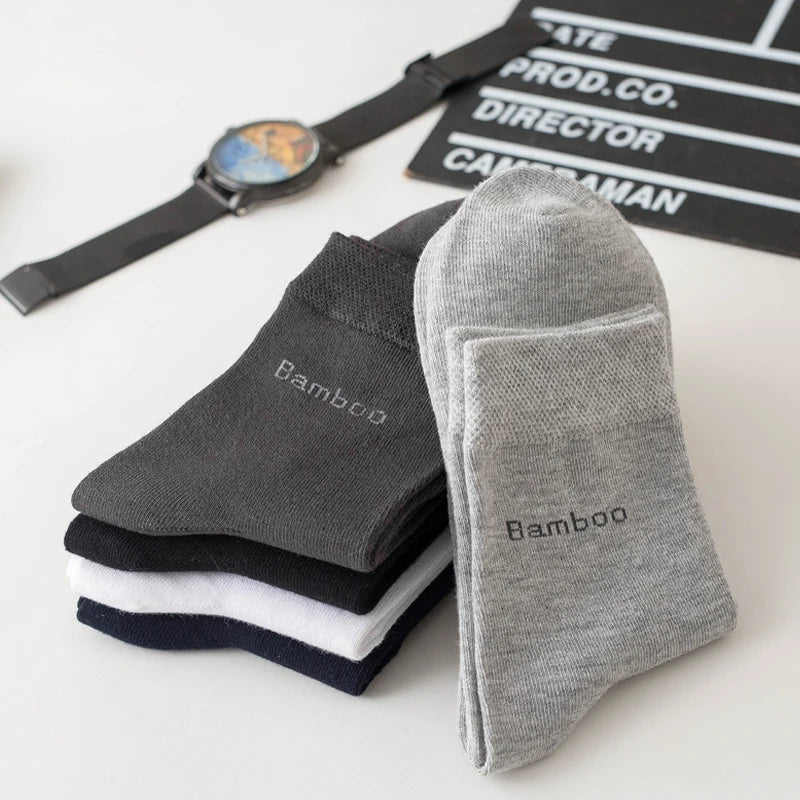 Bamboo Fiber Socks Men Casual Business - Anti Bacterial Breathable Knit Ankle Socks - ZOOMNSTORE