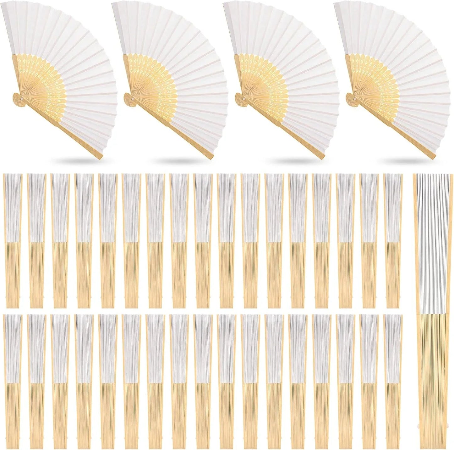 Bamboo Folding Hand Fans - Personalized Paper Fans for Wedding Party Decor - ZOOMNSTORE