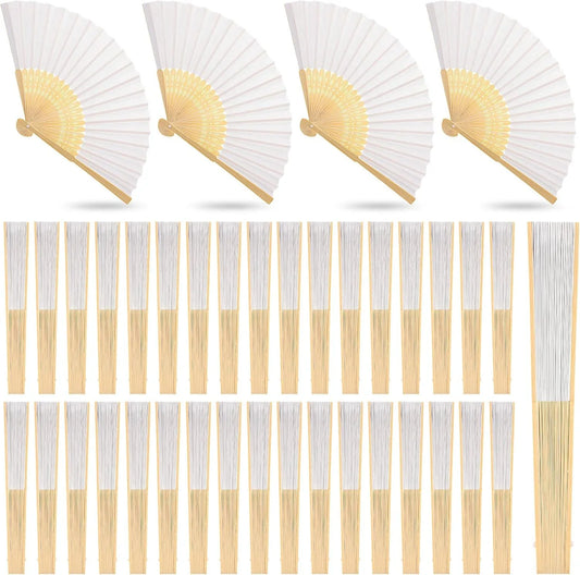 Bamboo Folding Hand Fans - Personalized Paper Fans for Wedding Party Decor - ZOOMNSTORE