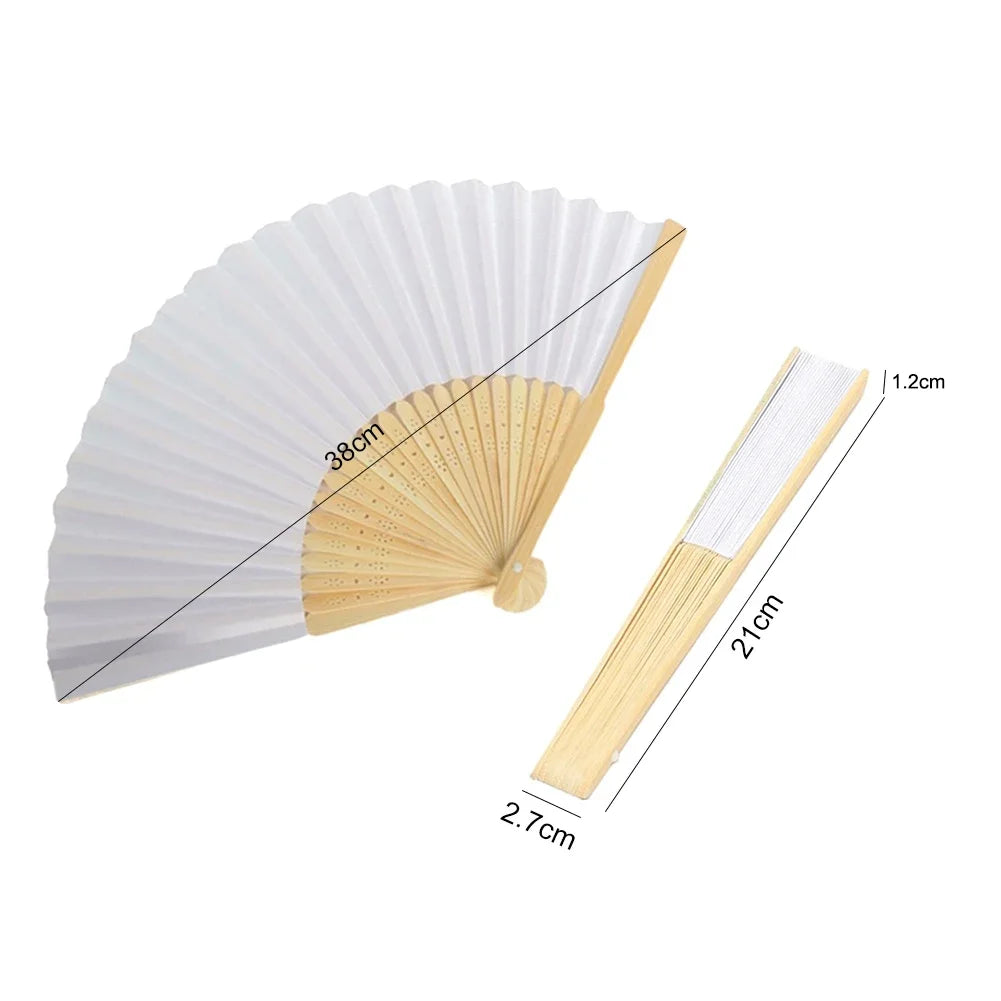 Bamboo Folding Hand Fans - Personalized Paper Fans for Wedding Party Decor - ZOOMNSTORE