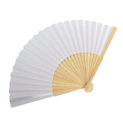Bamboo Folding Hand Fans - Personalized Paper Fans for Wedding Party Decor - ZOOMNSTORE