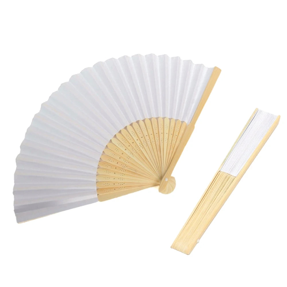 Bamboo Folding Hand Fans - Personalized Paper Fans for Wedding Party Decor - ZOOMNSTORE