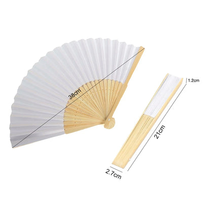 Bamboo Folding Hand Fans - Personalized Paper Fans for Wedding Party Decor - ZOOMNSTORE