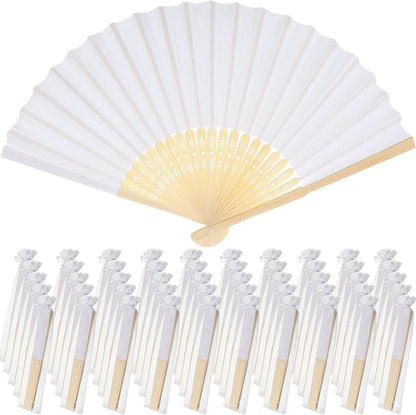 Bamboo Folding Hand Fans - Personalized Paper Fans for Wedding Party Decor - ZOOMNSTORE