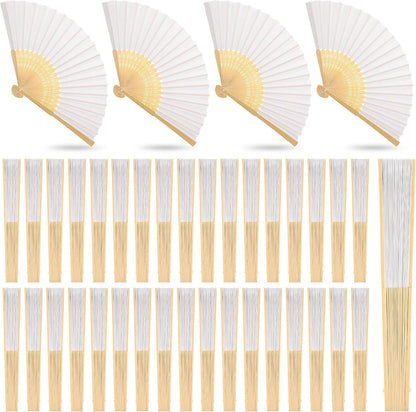Bamboo Folding Hand Fans - Personalized Paper Fans for Wedding Party Decor - ZOOMNSTORE