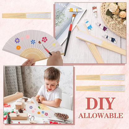 Bamboo Folding Hand Fans - Personalized Paper Fans for Wedding Party Decor - ZOOMNSTORE