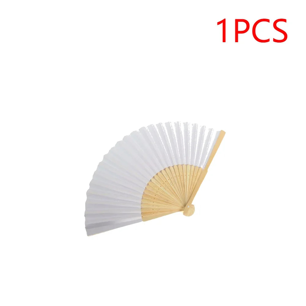 Bamboo Folding Hand Fans - Personalized Paper Fans for Wedding Party Decor - ZOOMNSTORE