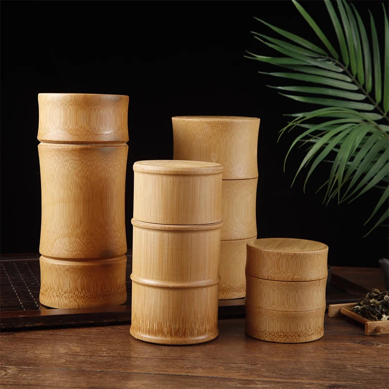 Natural Bamboo Food Storage Box Tea Nut Spice Storage Box Tea Canister Eco-friendly Organizer Jar Kitchen Containers - ZOOMNSTORE
