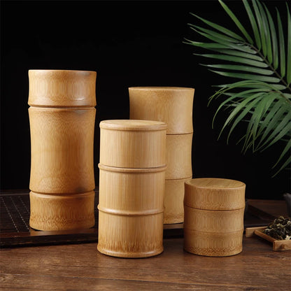 Natural Bamboo Food Storage Box Tea Nut Spice Storage Box Tea Canister Eco-friendly Organizer Jar Kitchen Containers - ZOOMNSTORE