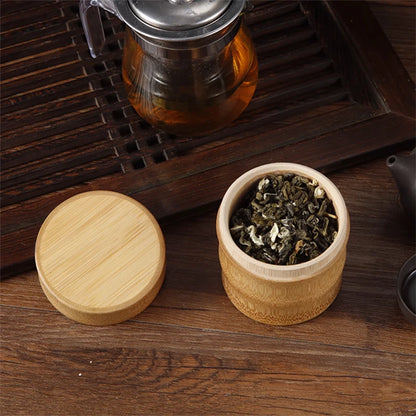 Natural Bamboo Food Storage Box Tea Nut Spice Storage Box Tea Canister Eco-friendly Organizer Jar Kitchen Containers - ZOOMNSTORE