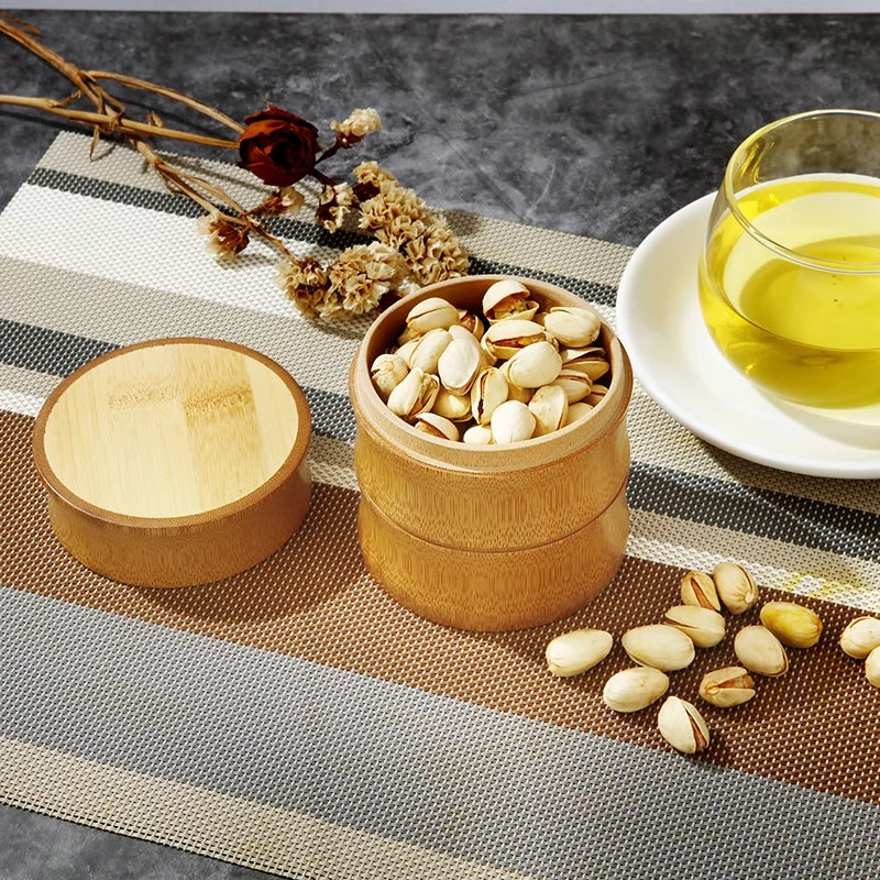 Natural Bamboo Food Storage Box Tea Nut Spice Storage Box Tea Canister Eco-friendly Organizer Jar Kitchen Containers - ZOOMNSTORE