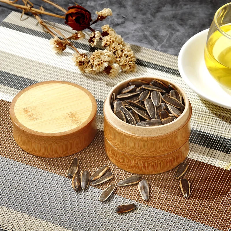Natural Bamboo Food Storage Box Tea Nut Spice Storage Box Tea Canister Eco-friendly Organizer Jar Kitchen Containers - ZOOMNSTORE