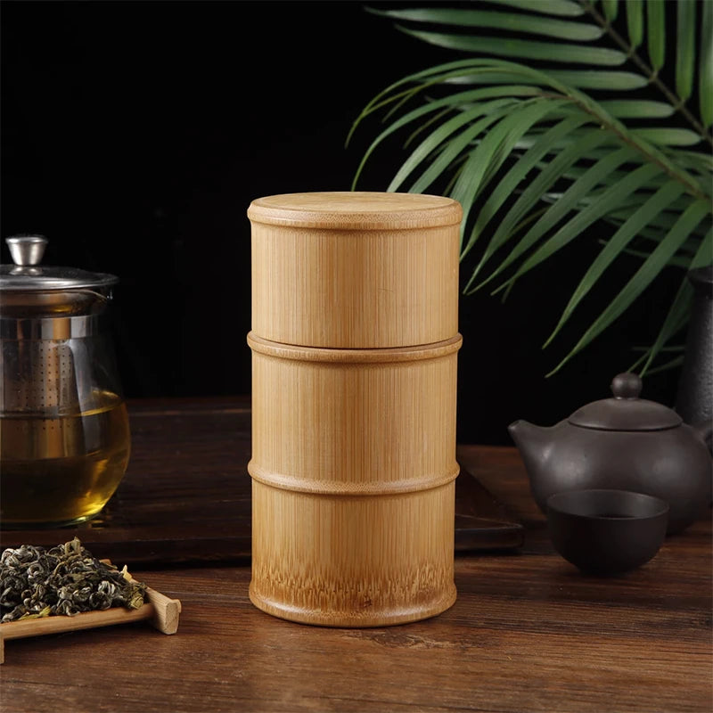 Natural Bamboo Food Storage Box Tea Nut Spice Storage Box Tea Canister Eco-friendly Organizer Jar Kitchen Containers - ZOOMNSTORE