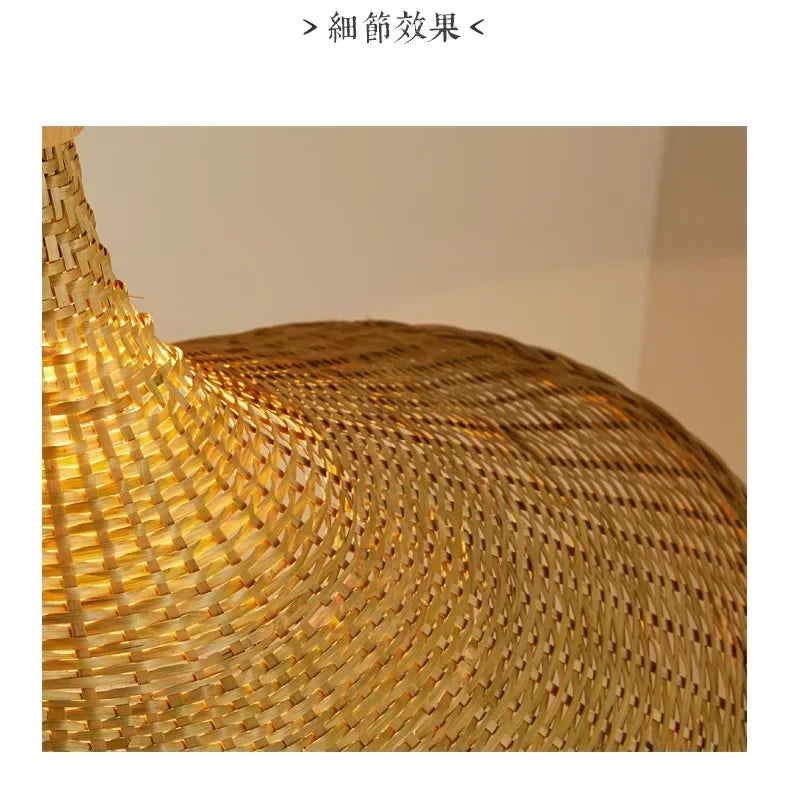 Bamboo Pendant Light - Hand-Knit Rattan Ceiling Lamp for Dining Room - ZOOMNSTORE