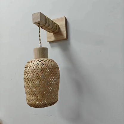 Bamboo Pendant Light - Hand-Knit Rattan Ceiling Lamp for Dining Room - ZOOMNSTORE