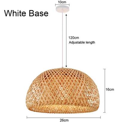 Bamboo Pendant Light - Hand-Knit Rattan Ceiling Lamp for Dining Room - ZOOMNSTORE