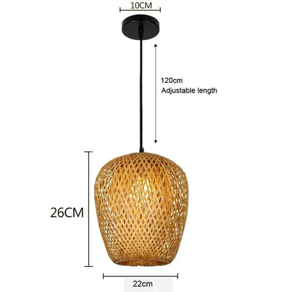 Bamboo Pendant Light - Hand-Knit Rattan Ceiling Lamp for Dining Room - ZOOMNSTORE