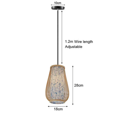 Bamboo Pendant Light - Hand-Knit Rattan Ceiling Lamp for Dining Room - ZOOMNSTORE