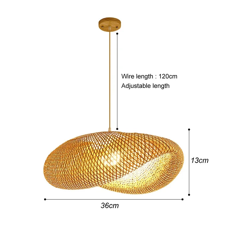 Bamboo Pendant Light - Hand-Knit Rattan Ceiling Lamp for Dining Room - ZOOMNSTORE