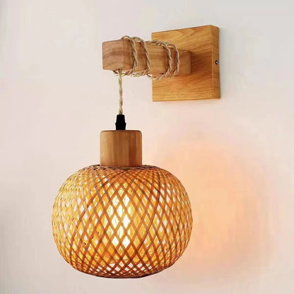 Bamboo Pendant Light - Hand-Knit Rattan Ceiling Lamp for Dining Room - ZOOMNSTORE