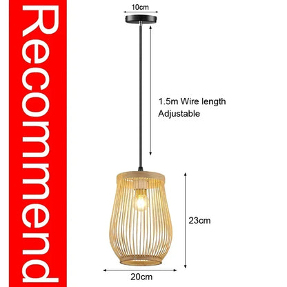 Bamboo Pendant Light - Hand-Knit Rattan Ceiling Lamp for Dining Room - ZOOMNSTORE