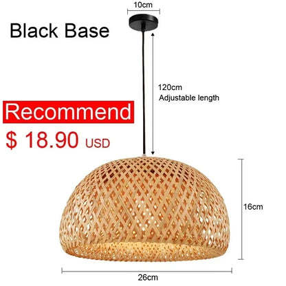 Bamboo Pendant Light - Hand-Knit Rattan Ceiling Lamp for Dining Room - ZOOMNSTORE