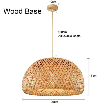 Bamboo Pendant Light - Hand-Knit Rattan Ceiling Lamp for Dining Room - ZOOMNSTORE