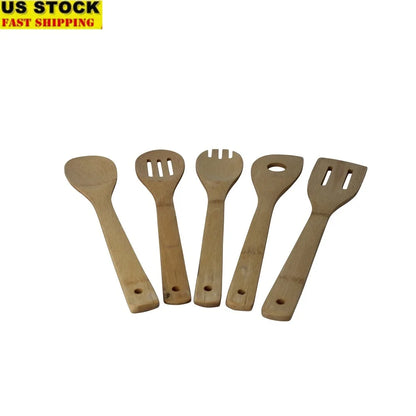 Bamboo Kitchen Utensils – 5pc Eco-Friendly Cooking Tools | Durable Wooden Set - ZOOMNSTORE