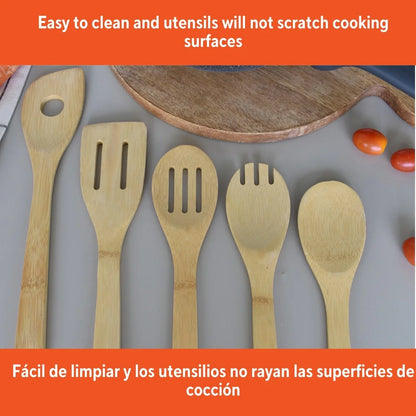 Bamboo Kitchen Utensils – 5pc Eco-Friendly Cooking Tools | Durable Wooden Set - ZOOMNSTORE