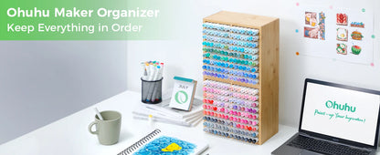 Bamboo Marker Organizer - Wooden Pen Holder | Desktop Storage Box For Art Supplies - ZOOMNSTORE