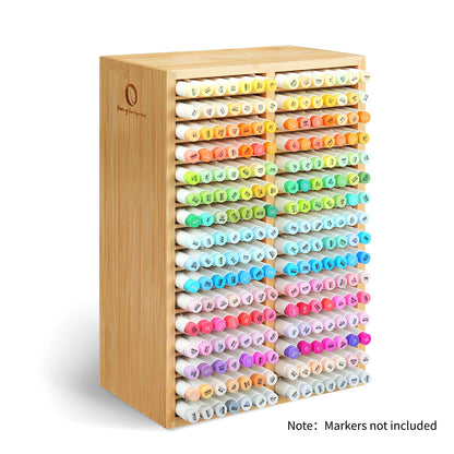 Bamboo Marker Organizer - Wooden Pen Holder | Desktop Storage Box For Art Supplies - ZOOMNSTORE