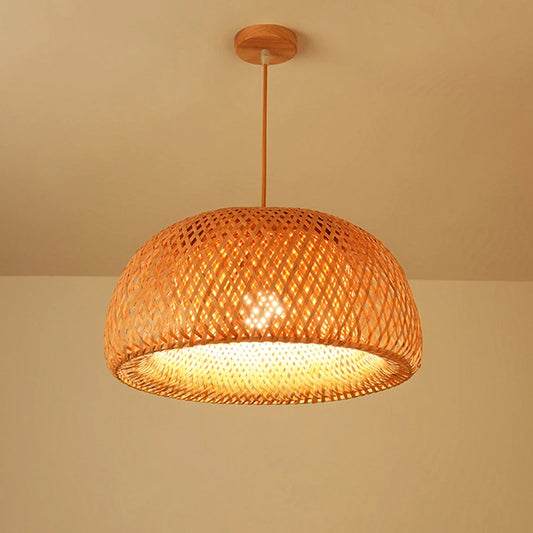 Bamboo Pendant Lamp - Hand Knitted Chinese Style Hanging Light Fixture for Home Decor - ZOOMNSTORE