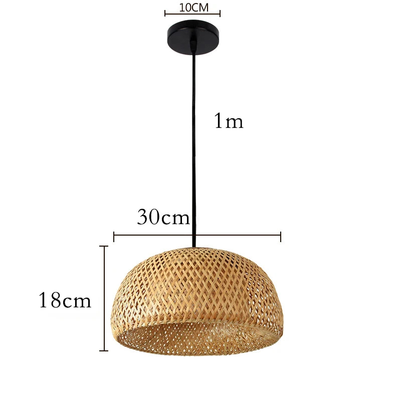 Bamboo Pendant Lamp - Hand Knitted Chinese Style Hanging Light Fixture for Home Decor - ZOOMNSTORE