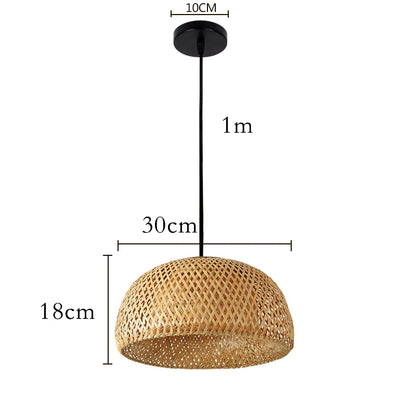 Bamboo Pendant Lamp - Hand Knitted Chinese Style Hanging Light Fixture for Home Decor - ZOOMNSTORE