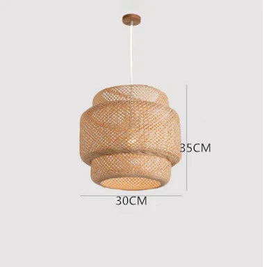 Bamboo Pendant Lamp - Hand Knitted Chinese Style Hanging Light Fixture for Home Decor - ZOOMNSTORE
