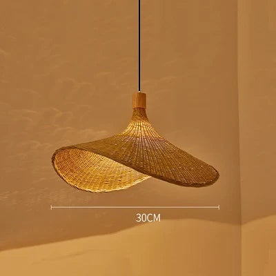 Bamboo Pendant Lamp - Hand Knitted Chinese Style Hanging Light Fixture for Home Decor - ZOOMNSTORE