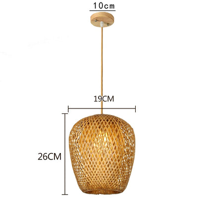 Bamboo Pendant Lamp - Hand Knitted Chinese Style Hanging Light Fixture for Home Decor - ZOOMNSTORE