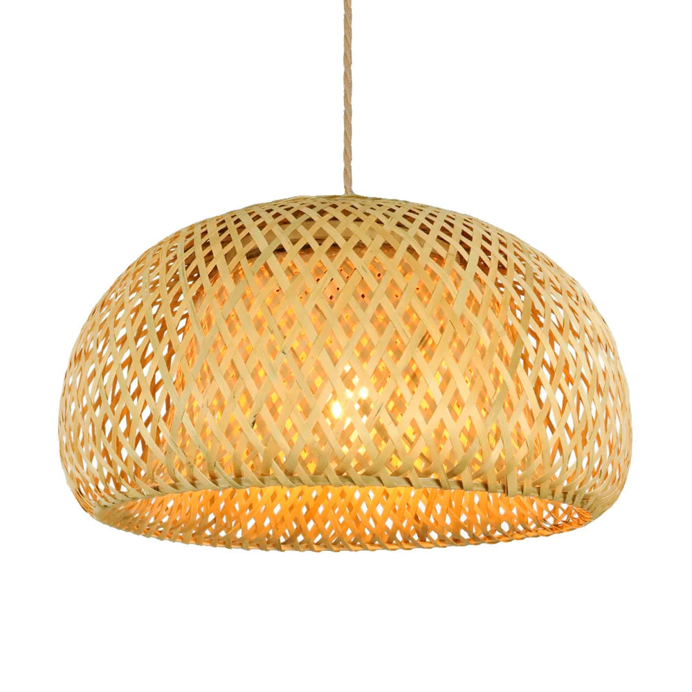 Bamboo Lantern Pendant Lamp - Hand-Woven Rattan E27 LED Chandelier - ZOOMNSTORE