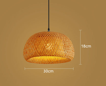 Bamboo Lantern Pendant Lamp - Hand-Woven Rattan E27 LED Chandelier - ZOOMNSTORE