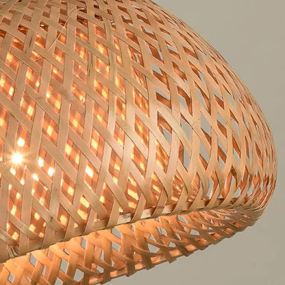 Bamboo Pendant Lamp – Hand-Woven Rattan Wicker Lampshade with E27 LED Fixture - ZOOMNSTORE