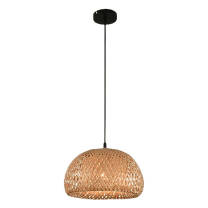 Bamboo Pendant Lamp – Hand-Woven Rattan Wicker Lampshade with E27 LED Fixture - ZOOMNSTORE
