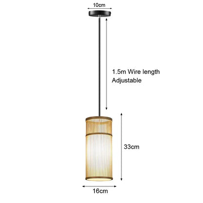Bamboo Pendant Light - Hand-Knit Rattan Ceiling Lamp for Dining Room - ZOOMNSTORE