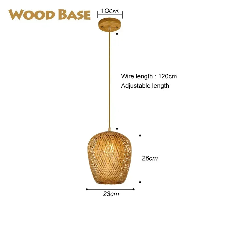 Bamboo Pendant Light - Hand-Knit Rattan Ceiling Lamp for Dining Room - ZOOMNSTORE