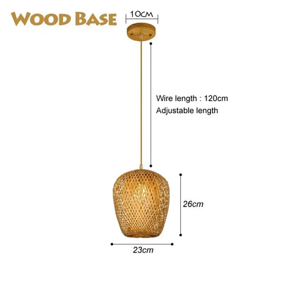 Bamboo Pendant Light - Hand-Knit Rattan Ceiling Lamp for Dining Room - ZOOMNSTORE
