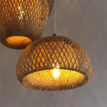 Rattan Bamboo Pendant Light - Hand-Knitted Wicker Chandelier for Home Decor - ZOOMNSTORE