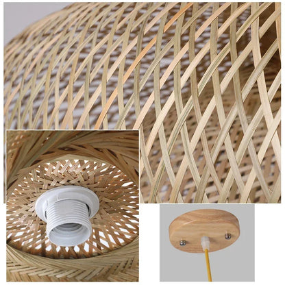 Rattan Bamboo Pendant Light - Hand-Knitted Wicker Chandelier for Home Decor - ZOOMNSTORE