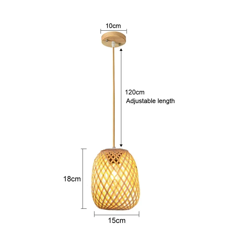 Rattan Bamboo Pendant Light - Hand-Knitted Wicker Chandelier for Home Decor - ZOOMNSTORE