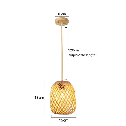 Rattan Bamboo Pendant Light - Hand-Knitted Wicker Chandelier for Home Decor - ZOOMNSTORE